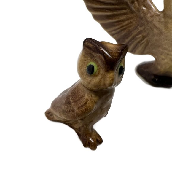 Hagen Renaker Owl Figurines Papa & Owlet Collectible Vintage Ceramic Miniature - Picture 3 of 8